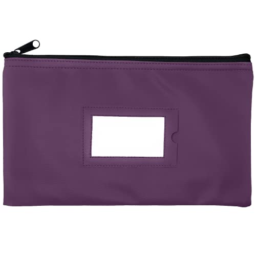 GIDABRAND Money Bank Deposit Bag with Zipper | 11x6 inch | Purple | Durable Leatherette Money Cash Coin Check Wallet Pouch for Men & Women with Framed ID Window and Blank Card (1) - Image 1