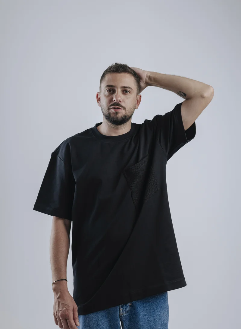 Snugface Snugface The Big Pocket Oversized Tshirts, Black, SF15-2BLK, Size-M