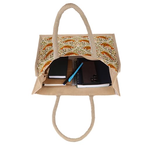 Sangra Multicolor Eco Reusable Jute Bags for Daily use Market carry Milk/Grocery/Fruits/Vegetable Organizer Shopping/Tiffin Bag (Madhubani) (Madhubani) - Image 3