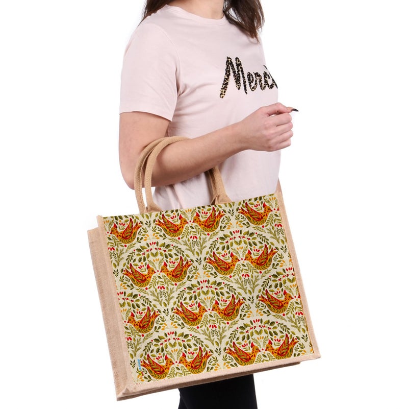 Sangra Multicolor Eco Reusable Jute Bags for Daily use Market carry Milk/Grocery/Fruits/Vegetable Organizer Shopping/Tiffin Bag (Madhubani) (Madhubani) - Image 4