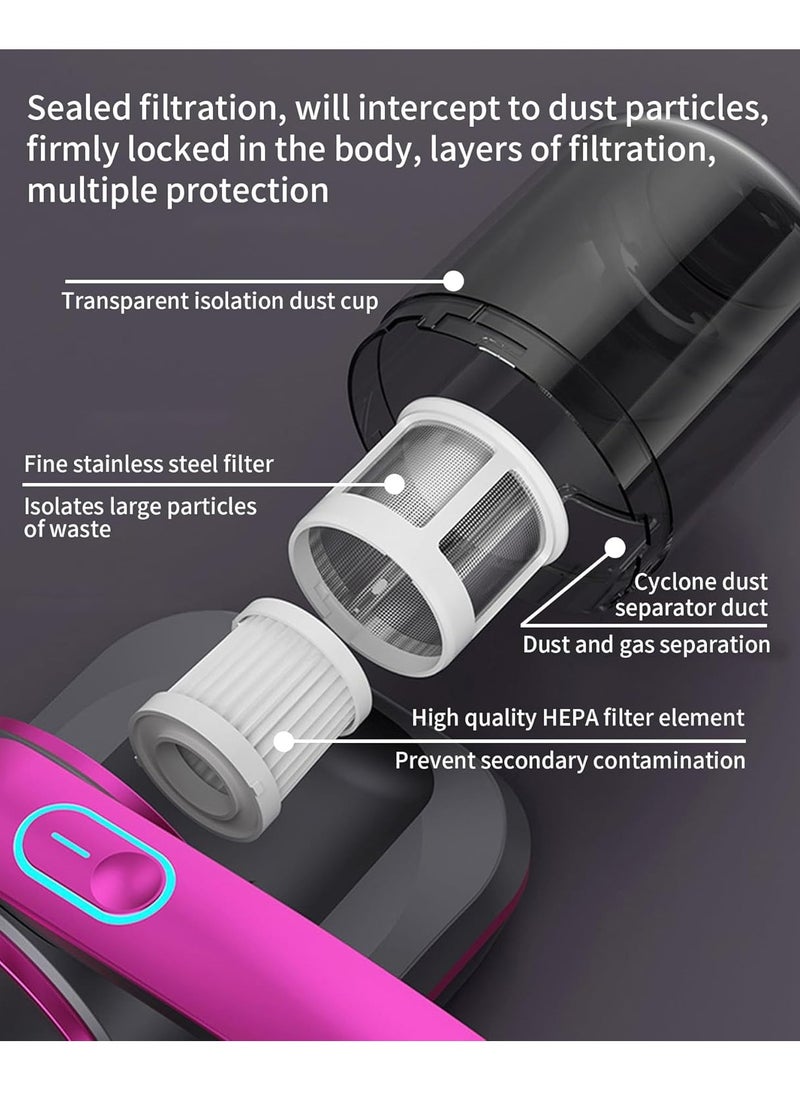XiuWoo Portable Rechargeable Cordless Handheld Mattress Vacuum Cleaner, Wireless Cordless UV Bed Cleaner, Low Noise Dust Mite Eliminator Cleaning Machine  - Image 4