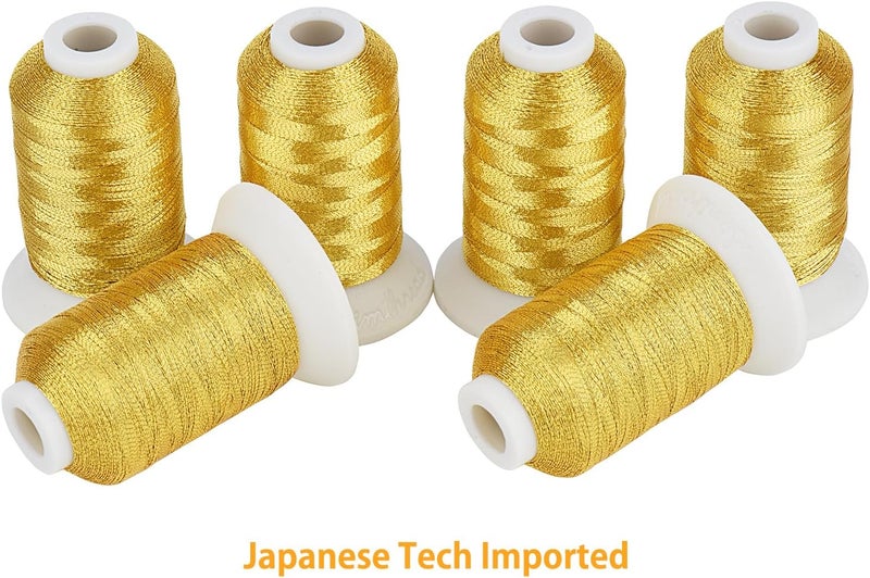simthread 6 Gold Metallic Embroidery Machine Thread 500M(550Y) for Embroidery and Decorative Sewing - Image 3