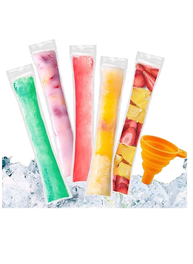 200 PCS Pop Bags Pop Mold Bags, Popsicle Pouches Popsicle Molds Bags BPA Free Ice Pop Pouch with A Funnel for Yogurt, Ice Candy, Ice cream Party Favors  - Image 1