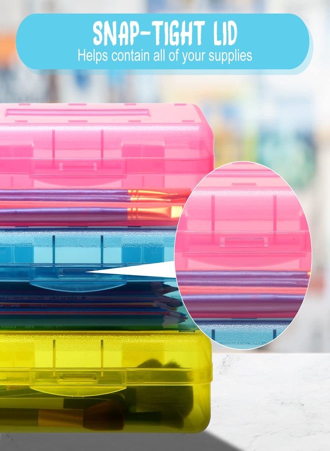 Fainne 10 Pcs Plastic Pencil Boxes Bulk Clear Large Capacity Pencil Cases with Snap Tight Lid, Crayon Box Storage Organizer Containers for School Office Supplies Student Adult Multi Purpose (Multicolored) - Image 4