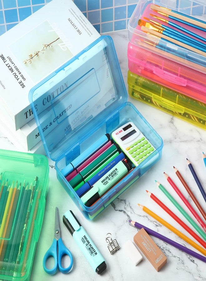 Fainne 10 Pcs Plastic Pencil Boxes Bulk Clear Large Capacity Pencil Cases with Snap Tight Lid, Crayon Box Storage Organizer Containers for School Office Supplies Student Adult Multi Purpose (Multicolored) - Image 5