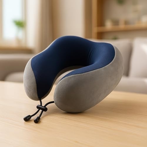 Sleepsia Memory Foam Travel Pillow for Neck Support – Soft Washable Cover | Compact Neck Pillow for Airplane, Car & Home Use | Ergonomic Support for Sleeping & Long Travel - Image 1