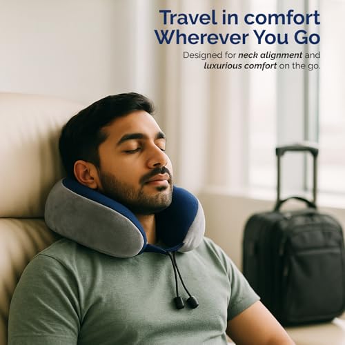 Sleepsia Memory Foam Travel Pillow for Neck Support – Soft Washable Cover | Compact Neck Pillow for Airplane, Car & Home Use | Ergonomic Support for Sleeping & Long Travel - Image 5