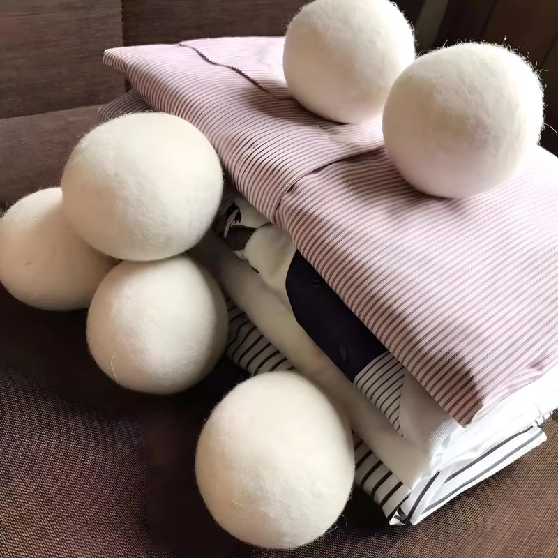 6 Pack Felt Dryer Balls - Wool Dryer Balls for Reducing Drying Time, Eliminating Static & Wrinkles, Removing Lint, Pet Hair, Odors - Reusable Cat Toy Included (Non-Food Use) - Image 5