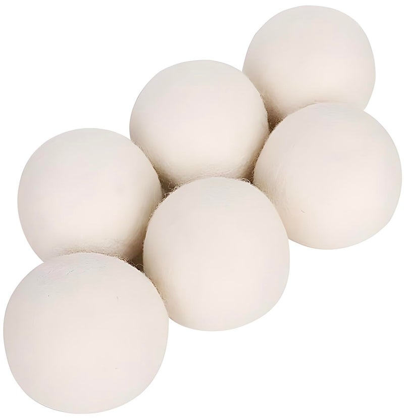 6 Pack Felt Dryer Balls - Wool Dryer Balls for Reducing Drying Time, Eliminating Static & Wrinkles, Removing Lint, Pet Hair, Odors - Reusable Cat Toy Included (Non-Food Use) - Image 1