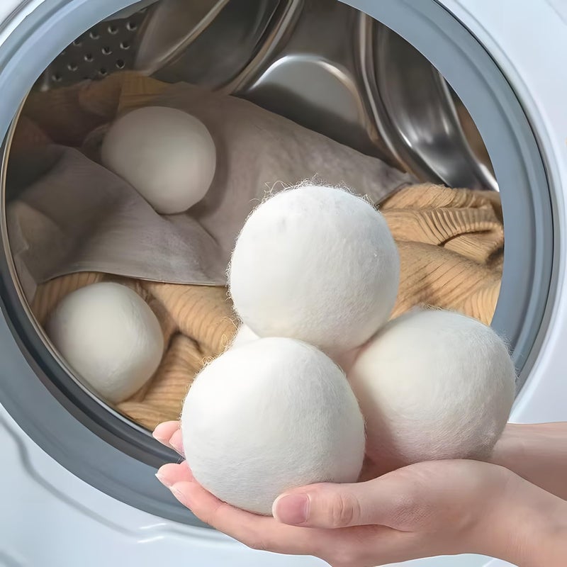 6 Pack Felt Dryer Balls - Wool Dryer Balls for Reducing Drying Time, Eliminating Static & Wrinkles, Removing Lint, Pet Hair, Odors - Reusable Cat Toy Included (Non-Food Use) - Image 2