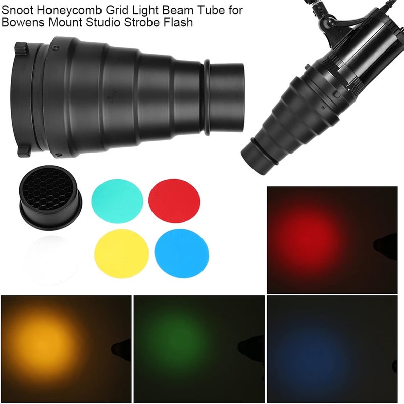 Snoot Honeycombs Grid Light Beam Tube, Aluminium Alloy Conical Studio Kit, Mount Snoot Filter for Studio Strobe Flash - Image 4