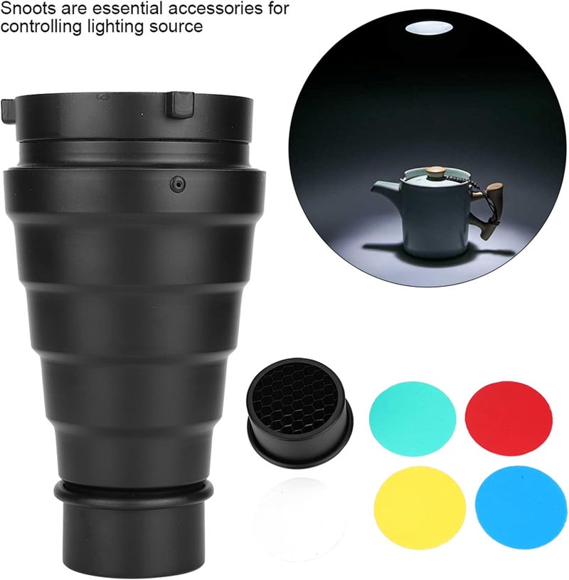 Snoot Honeycombs Grid Light Beam Tube, Aluminium Alloy Conical Studio Kit, Mount Snoot Filter for Studio Strobe Flash - Image 2