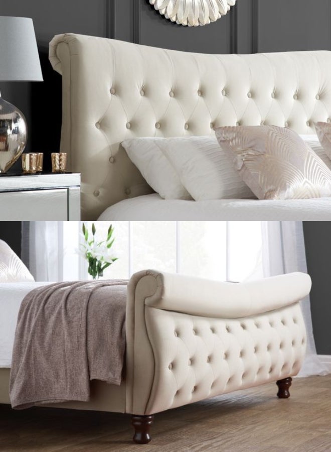 Bed and Mattress Home Serene Shade Tufted Upholstered King Size ( Mattress Size 180 X 200 CM ) Beige Color Bed Size 220 L X  188 W ( Mattress Sold Separately ) - Image 2