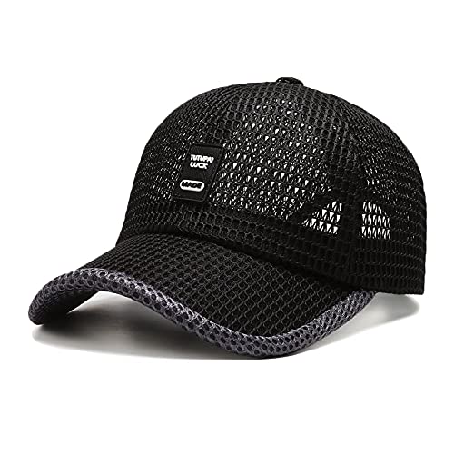 FASHIXD Summer Mesh Baseball Cap for Men Women Trucker Mesh Hat Baseball Hats Outdoor Sports Running hat (2-Black) - Image 1