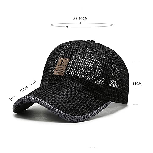 FASHIXD Summer Mesh Baseball Cap for Men Women Trucker Mesh Hat Baseball Hats Outdoor Sports Running hat (2-Black) - Image 2