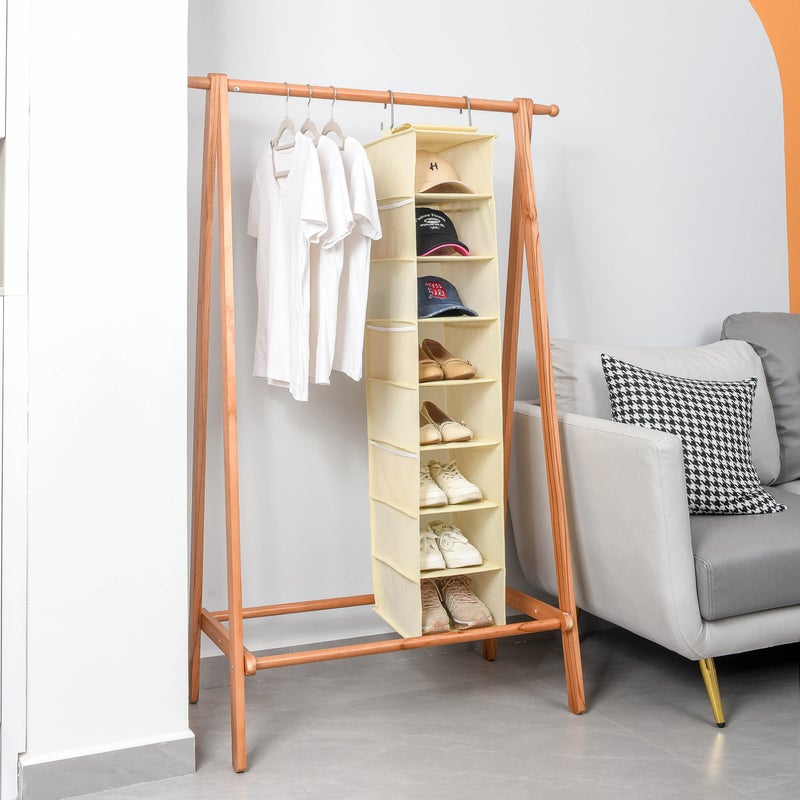 Berdeng Hanging Shoe Organizer for Closet with Side Mesh Pocketsï¼ŒHat Racks for Baseball Capsï¼ŒShoe and Hat Holder & Storageï¼Œ8-Shelfï¼ŒBeigeï¼Œ1 Pack - Image 4