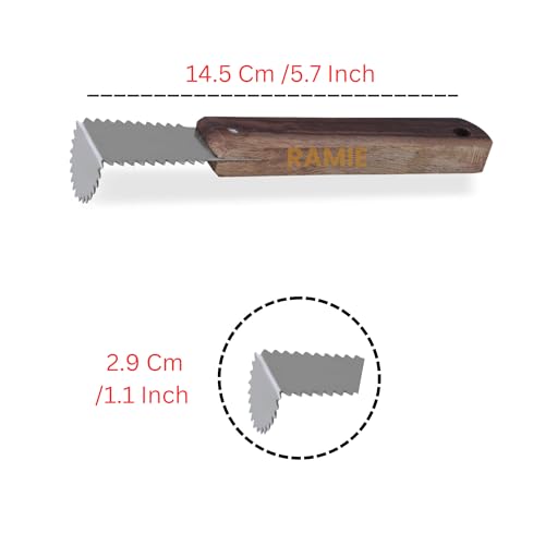RAMIE Stainless Steel Coconut Grater | Chirava Coconut Scraper Manual Wooden Handle | Handheld Coconut Peeler Scrapper | Kitchen Accessories Items - Image 3