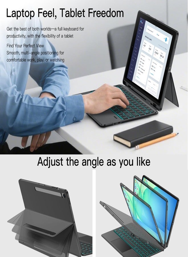 JUQITECH Trackpad Keyboard Case for Samsung Galaxy Tab S10 FE Plus 13.1" 2025, Kickstand Magnetic Detachable Soft Tablet Case with Backlit Wireless Keyboard for S10 FE+ SM-X620/X626/X626B, S Pen Slot - Image 4