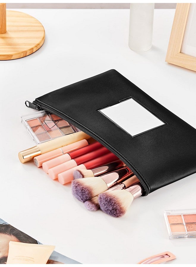 SMARTAKE 2Pack Bank Deposit Money Bags With Zipper Pu Leather Bags Cash Wallet Pouches With Label For Coins Cosmetics Invoice Bills Tools 11.5 X 6.2 Inches Aqua Blue & Black - Image 4