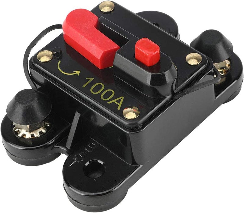 Bukela Circuit Breaker 100 Amp, 12-24V DC Circuit Breaker with Manual Reset Waterproof Fuse Holder for Marine RV Car Audio and Home Solar System Amps Protection - Image 1