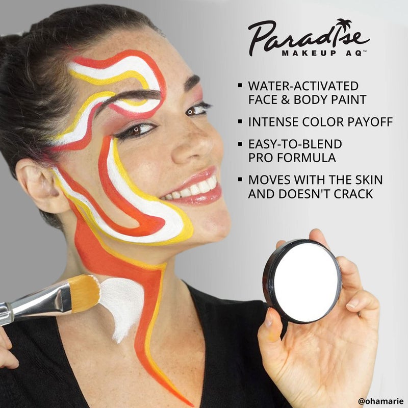 Mehron Makeup Paradise Makeup AQ Pro Size | Stage & Screen Performance, Face & Body Painting, Beauty, Cosplay, and Halloween | Water Activated Face Paint, Body Paint 1.4 oz (40 g) â€“ White - Image 4