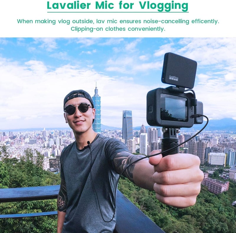 Action Pro Lavalier Lapal Media Mic Clip On TRS Port 3.5mm Adapter Compatible with GoPro-13/12/11/10/9/8/7/6/5 Black Action Camera (Pack of 1) - Image 4