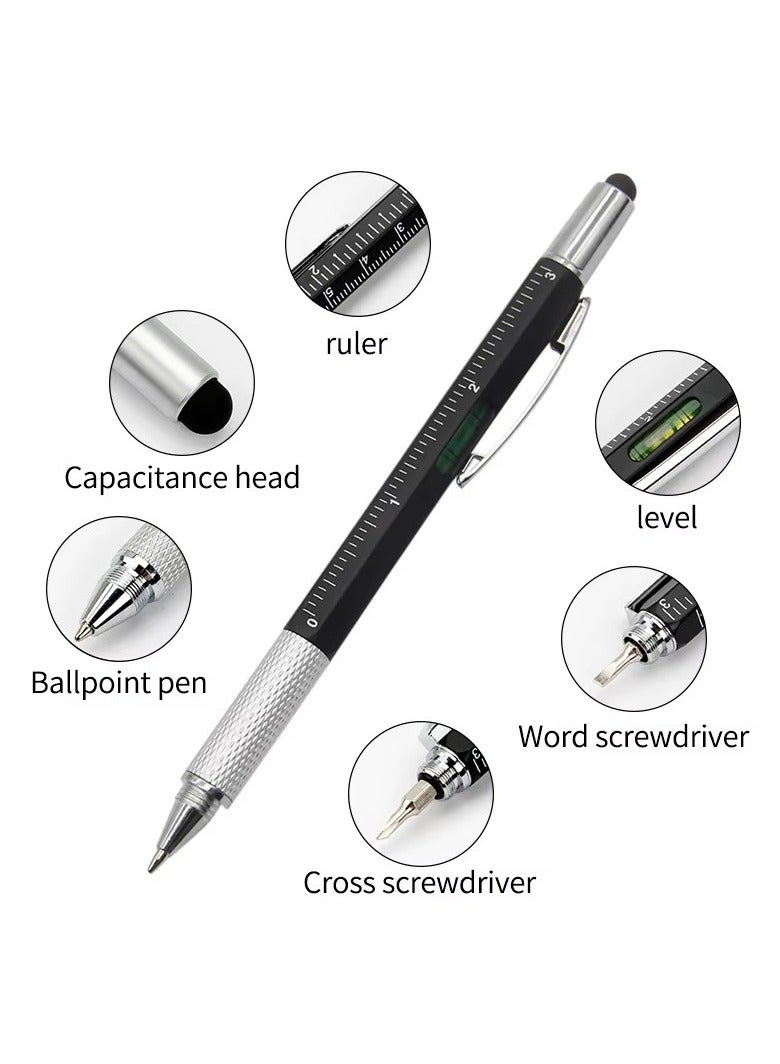 6 in1 Multifunction Ballpoint Pen with Modern Handheld Tools, Ruler, Flat Head Screwdriver, Philips Head Screwdriver, Touch Screen Stylus, Spirit Level, 6 in 1 Multitool.  (Assorted Color) - Image 1