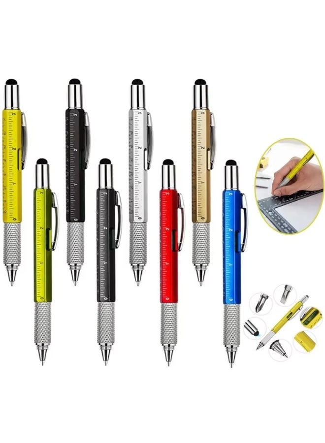 6 in1 Multifunction Ballpoint Pen with Modern Handheld Tools, Ruler, Flat Head Screwdriver, Philips Head Screwdriver, Touch Screen Stylus, Spirit Level, 6 in 1 Multitool.  (Assorted Color) - Image 2