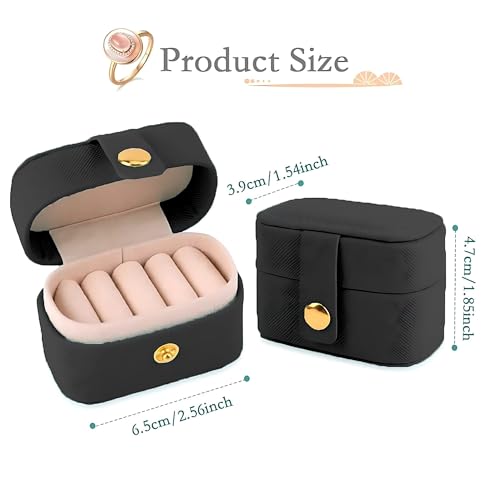 Hian Portable Leather Mini Jewelry Travel Case – Compact Organizer Box for Rings, Earrings, Neck– Ideal for Travel & Gifts (Black Color, Small Rectangle Shape) - Image 3