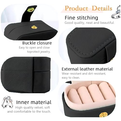Hian Portable Leather Mini Jewelry Travel Case – Compact Organizer Box for Rings, Earrings, Neck– Ideal for Travel & Gifts (Black Color, Small Rectangle Shape) - Image 5