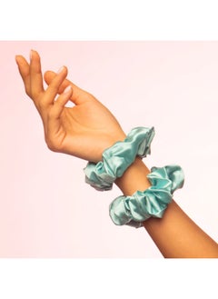 BRIGHTLY LABS Silk Hair Scrunchies - 100% Mulberry Silk Hair Ties for Elastic Ponytail Holders Prevent Frizz and Breakage - Set of 2 Scrunchies for Effortless Hair Care.  - Image 4