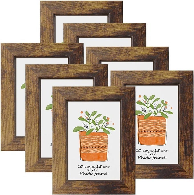 PICTURE FRAMES 4X6 RUSTIC FRAME FITS 4 BY 6 INCH PRINTS WALL TABLETOP DISPLAY 7 PACK