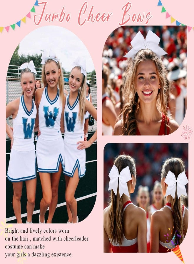 CN 2pcs White Cheer Bows for Cheerleaders, Cheerleading Hair Bows for Girls Women with Elastic Ponytail Holders for Softball Competition Sports Hair Accessories - Image 5