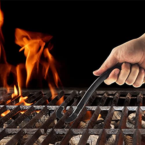 AJinTeby Grill Grate Lifter Cast Iron Universal Cooking Grid Lifter for Most Charcoal, Gas Grills,Compatible with BGE Grills, Fits Kamado Grills, Cast Iron Grate Lifter - Image 2