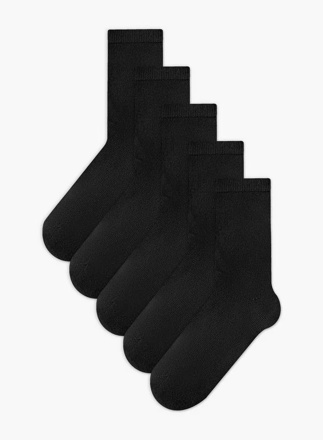 جونيورز Pack Of 5 Kids School Socks With Ribbed Design