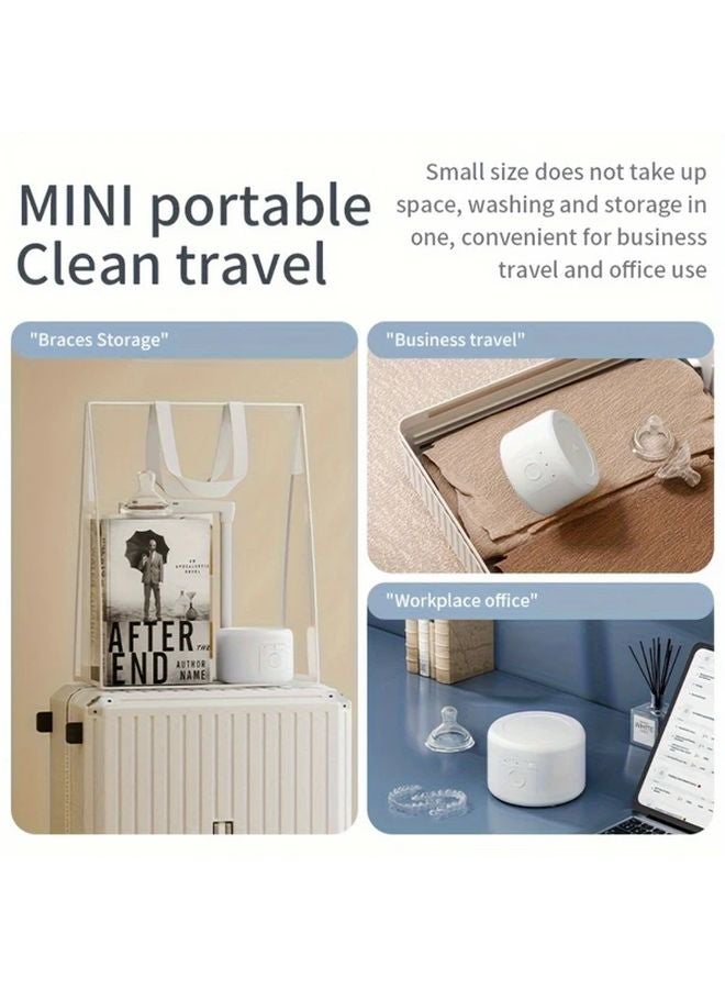 White USB Rechargeable Denture Cleaner 3 Modes Vibration For Retainers - Image 4