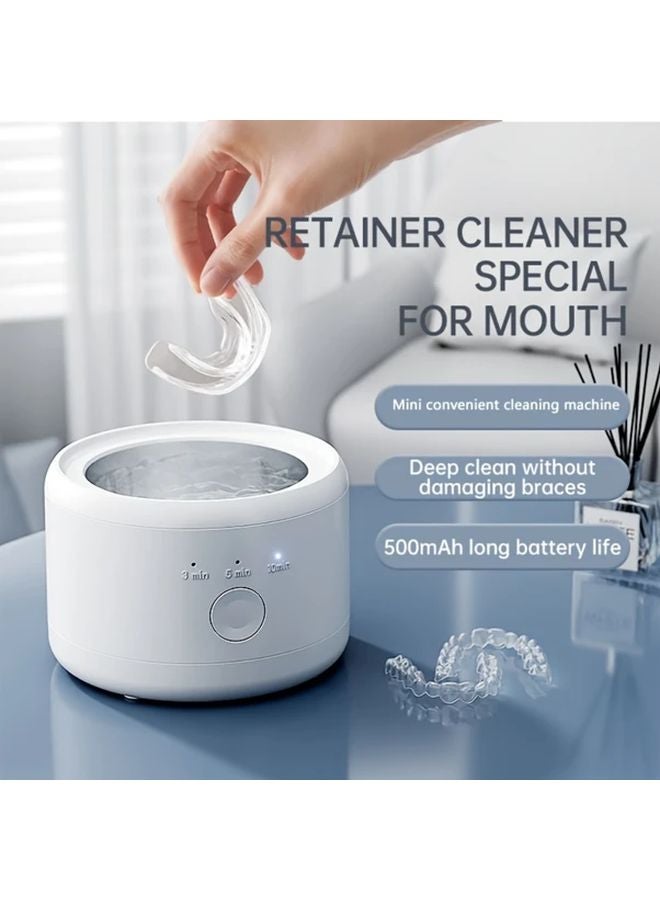 White USB Rechargeable Denture Cleaner 3 Modes Vibration For Retainers - Image 2