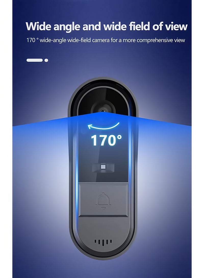 Doorbell Camera Wireless No Subscription 8MP, Waterproof Door Bell Camera with Monitor Screen NO WiFi and APP, Video Intercom Two-Way Audio, 170° View Angle,Night Vision,With a 64G memory card included - Image 4
