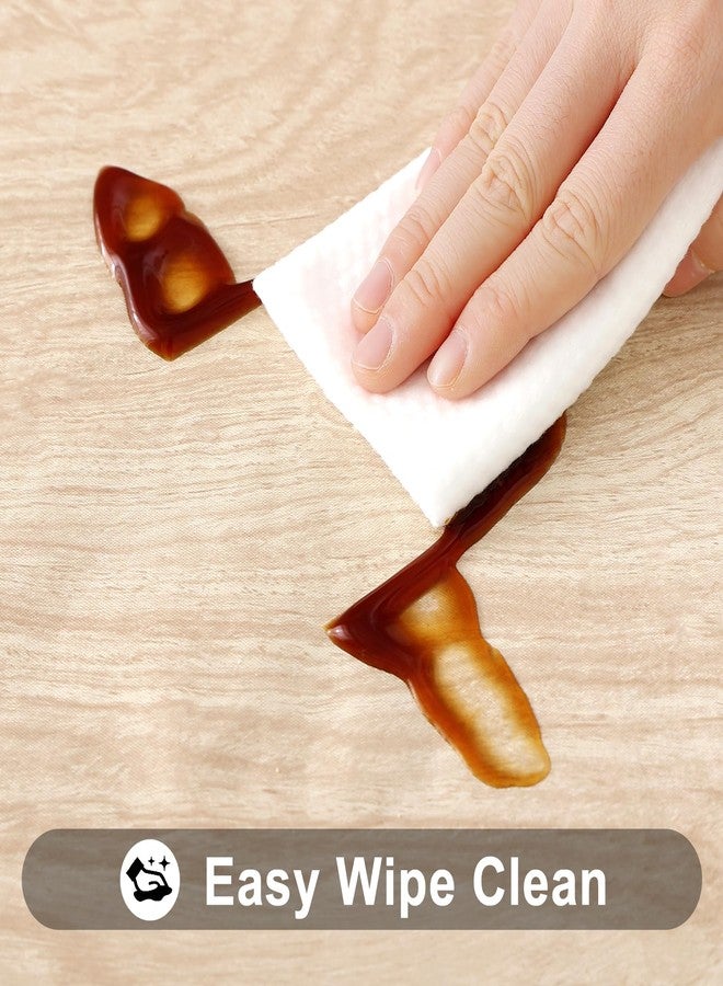 Smiry Round Picnic Tablecloth, Waterproof Elastic Fitted Table Covers for 36" - 44" Tables, Wipeable Flannel Backed Vinyl Tablecloths for Camping, Indoor, Outdoor, Beige - Image 5