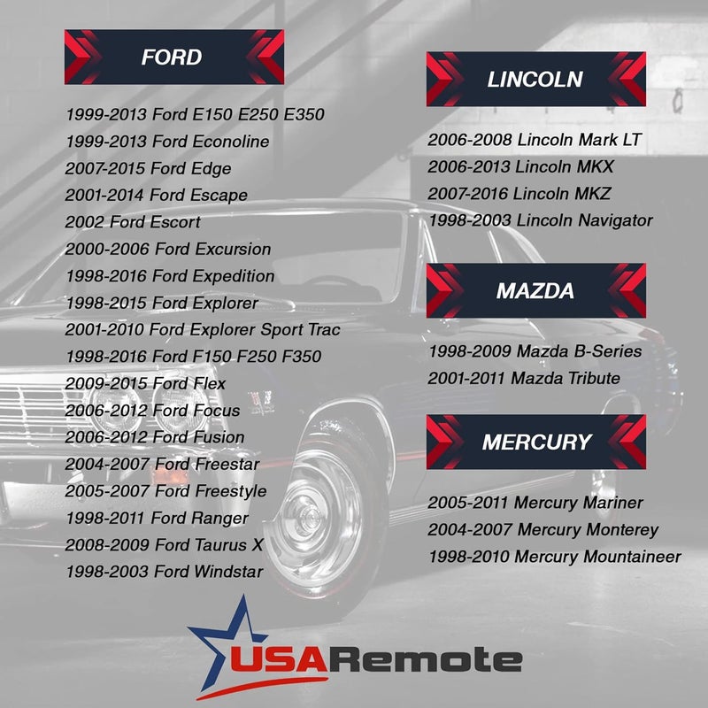 USARemote Key Fob for Ford Lincoln Mercury Mazda (1998-2016) - Image 4