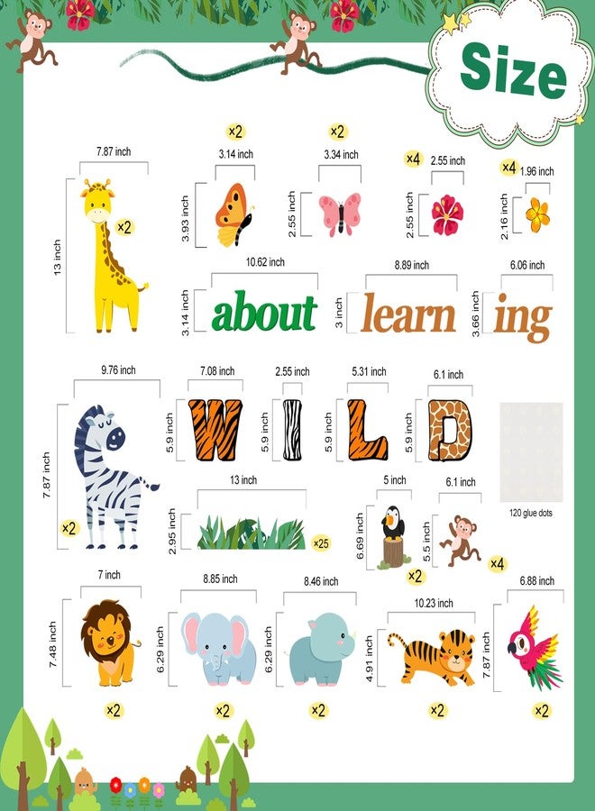LioNergy Jungle Animals Bulletin Board Decoration Set Wild About Learning Classroom Cutouts Bulletin Board Wall Door Decor for Kindergarten Preschool Elementary Middle School - Wild About Learning - Image 3