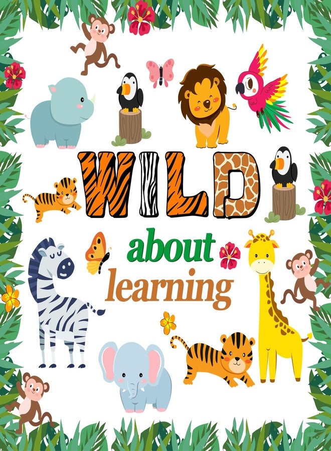 LioNergy Jungle Animals Bulletin Board Decoration Set Wild About Learning Classroom Cutouts Bulletin Board Wall Door Decor for Kindergarten Preschool Elementary Middle School - Wild About Learning - Image 1