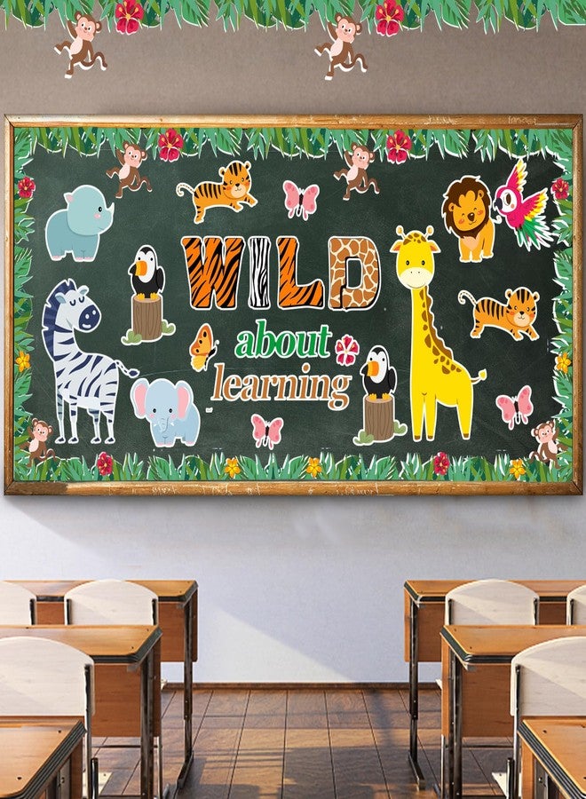 LioNergy Jungle Animals Bulletin Board Decoration Set Wild About Learning Classroom Cutouts Bulletin Board Wall Door Decor for Kindergarten Preschool Elementary Middle School - Wild About Learning - Image 2