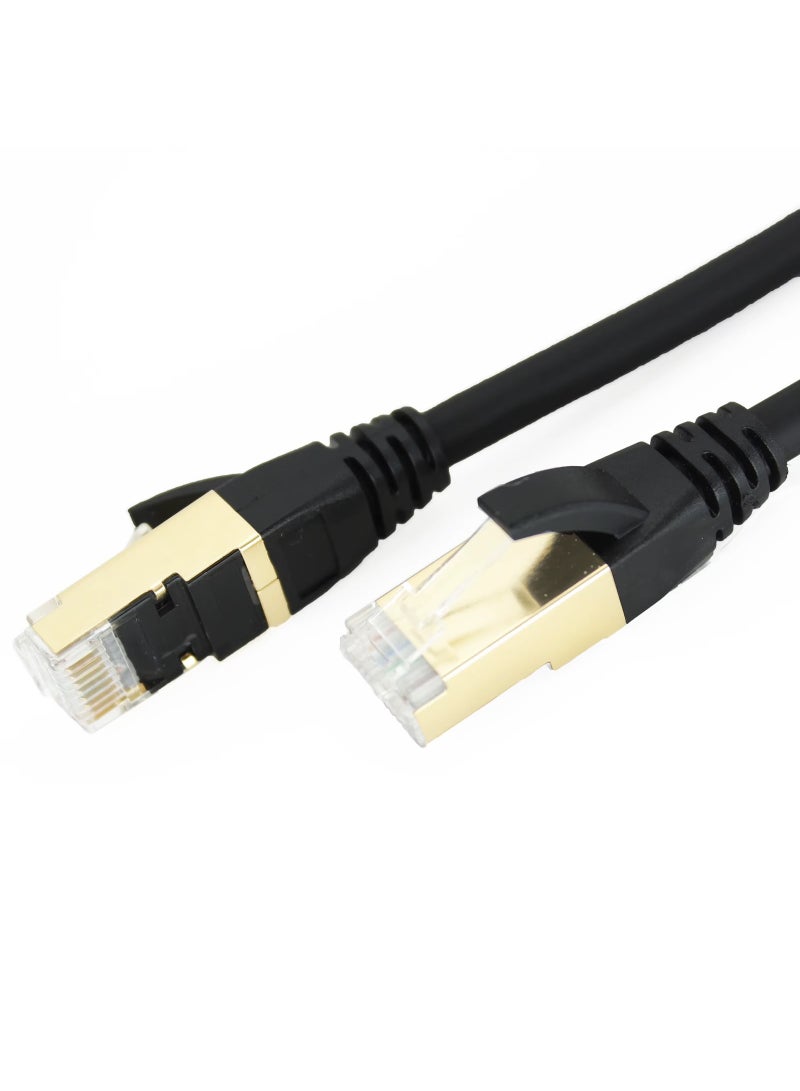 كابل Cat8 إيثرنت RJ45 عالي السرعة، يدعم حتى 40Gbps و2000MHz، مضفر ومحمي، بطول 2 متر، متوافق مع الكمبيوتر والألعاب والراوتر والسويتش