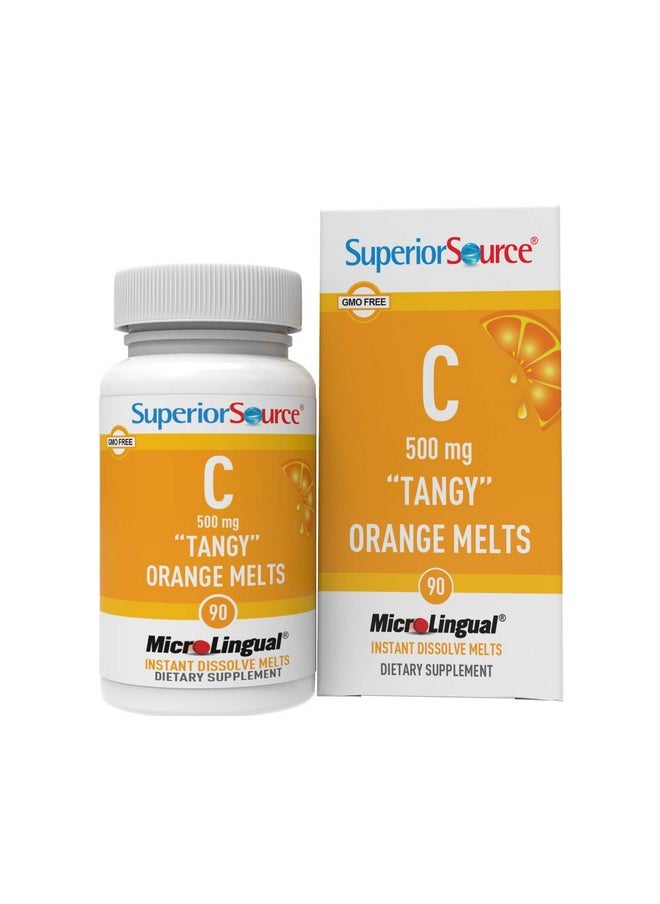 Superior Source Vitamin C 500 Mg Sublingual Tablets Buffered Vit C Tangy Orange Melts Immune System Booster Energy Vitamins 90 Count  - Image 1