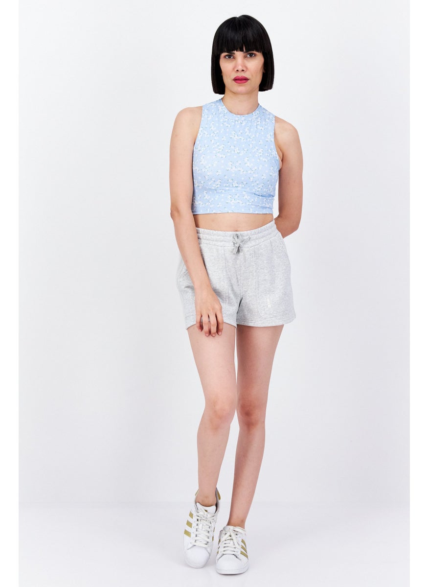 Dippin' Daisy's - Women Crew Neck Sleeveless Floral Padded Tank Top, Light Blue - Image 1