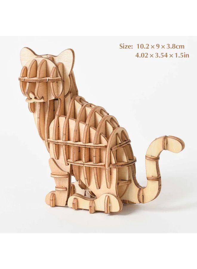 3D DIY نموذج لغز خشبي للقطط لعبة ميكانيكية مجموعة بناء هدية للأطفال والكبار - Image 1