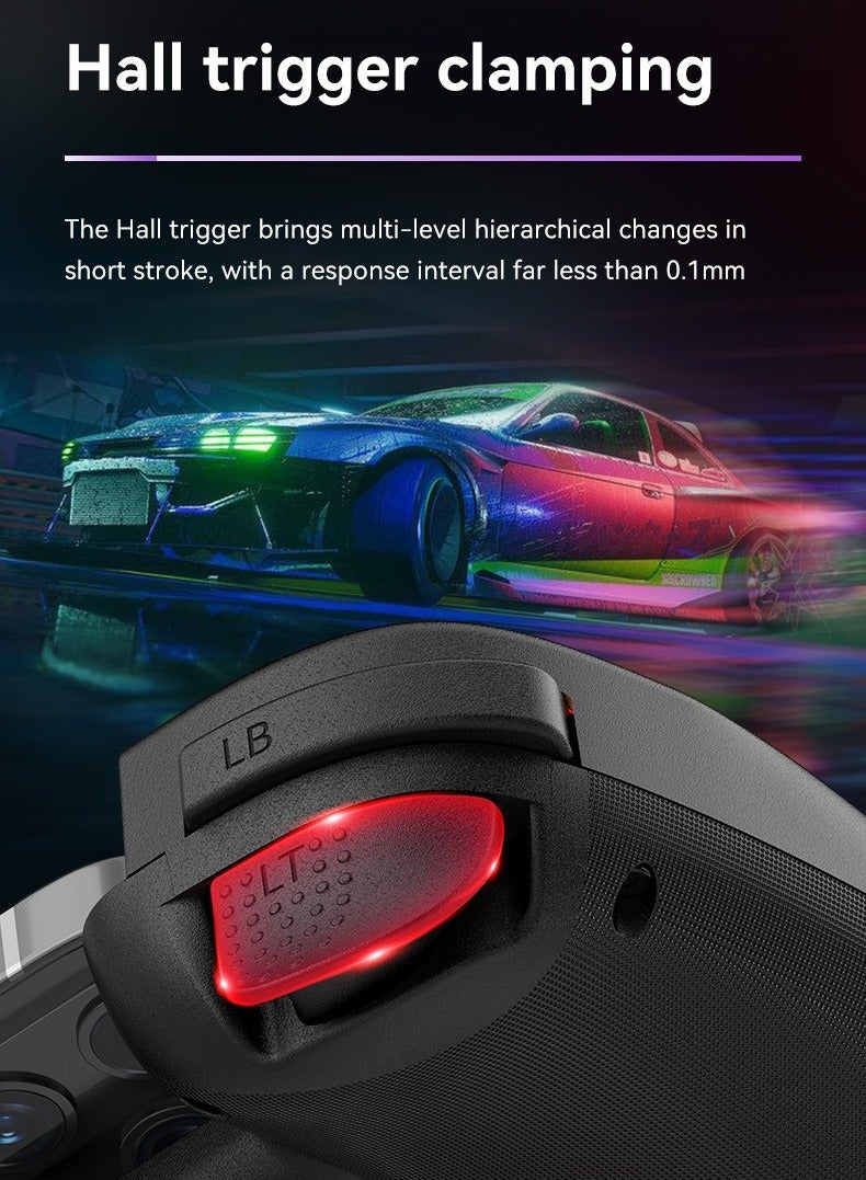 وحدة تحكم ألعاب لاسلكية D8، لوحة ألعاب لاسلكية تلسكوبية بتقنية البلوتوث، عصا تحكم خفيفة الوزن وقابلة للحمل مع اهتزاز، وحدة تحكم ألعاب متينة مع تأثير هول مزدوج، (قطعة واحدة، بنفسجي وأصفر) - Image 2