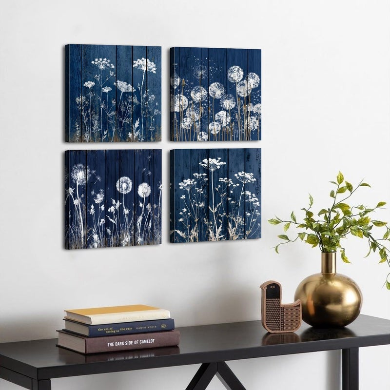 ARS Graphics ARS® Wall Art Navy Blue Botanical Floral Canvas Prints - Set of 4 - Image 3