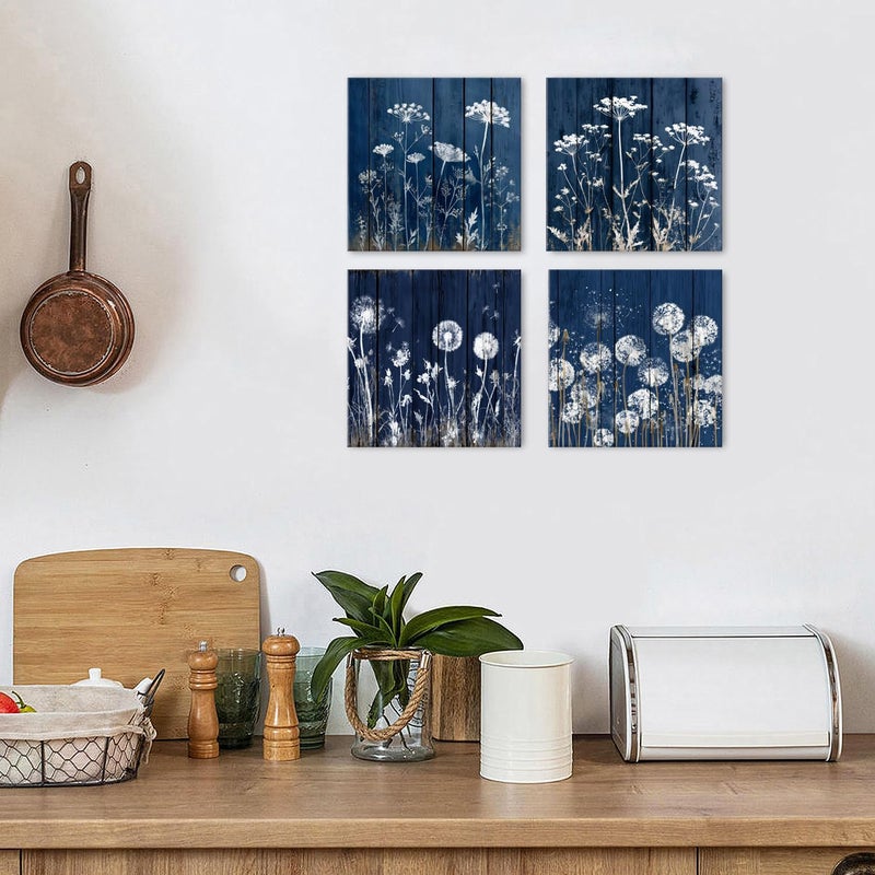 ARS Graphics ARS® Wall Art Navy Blue Botanical Floral Canvas Prints - Set of 4 - Image 2